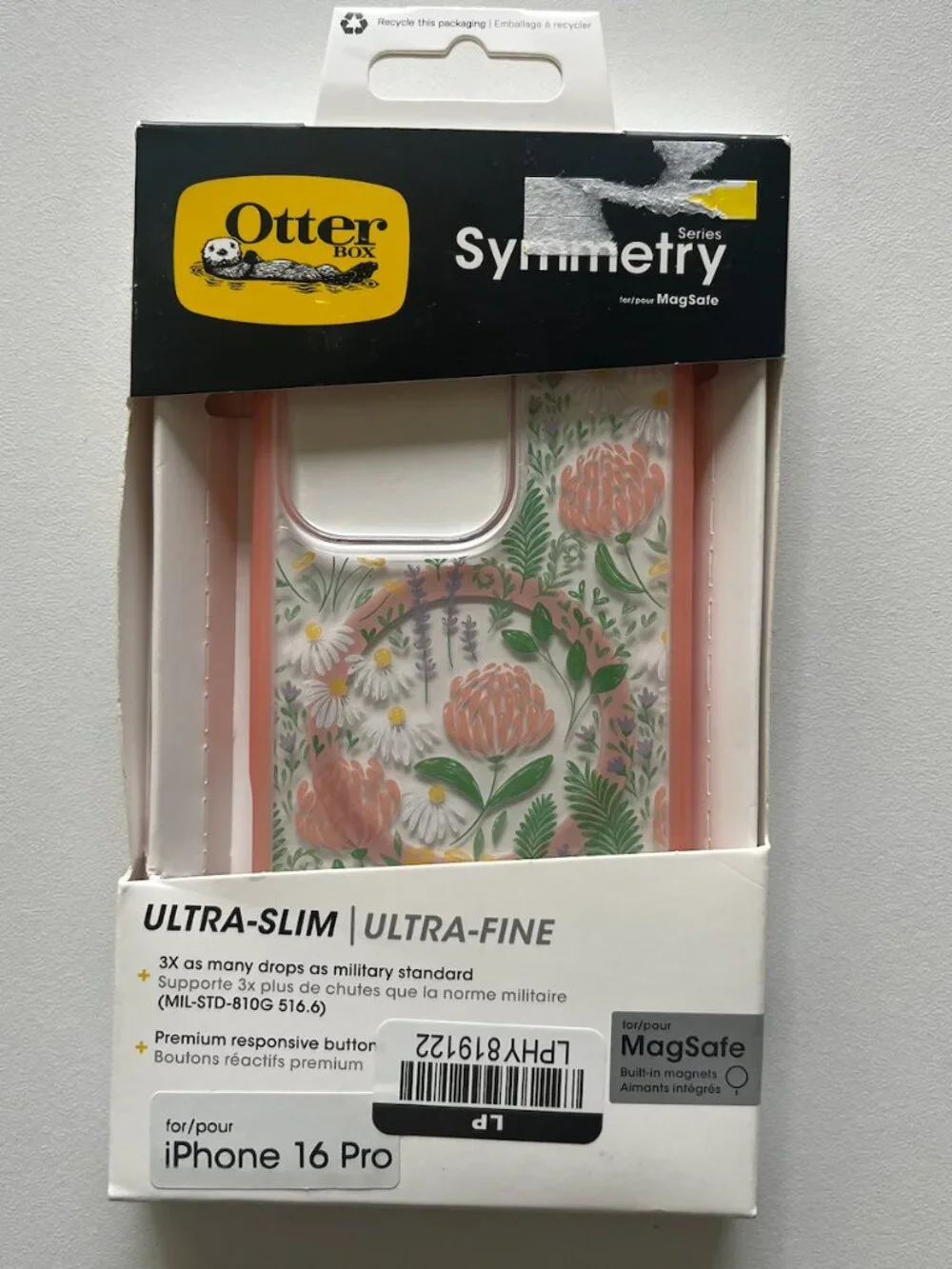 NEW OtterBox iPhone 16 Pro Symmetry Series Case with MagSafe Peachy Bloom